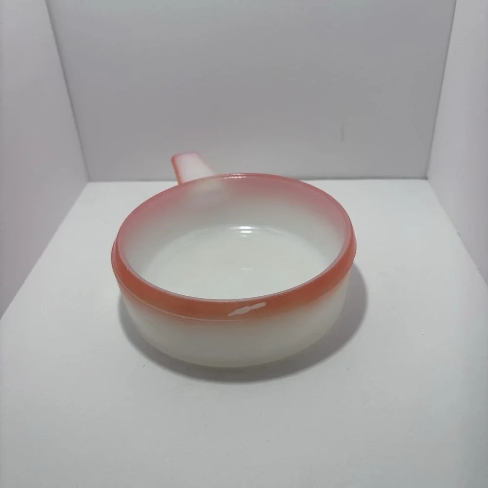 Vintage Ovenware‎ Made in USA  Dish With Handle White And Orange Trim